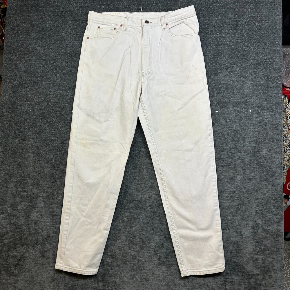 Levi's 550 Relaxed Tapered Jeans Mens 38x32 White Good Vintage 90s Denim